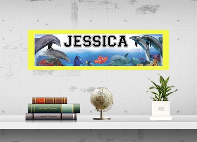 Dolphins - Personalized Poster with Your Name, Birthday Banner, Custom Wall Décor, Wall Art - image3